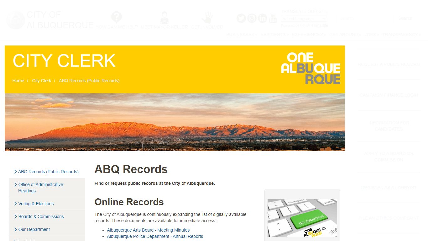 ABQ Records — City of Albuquerque